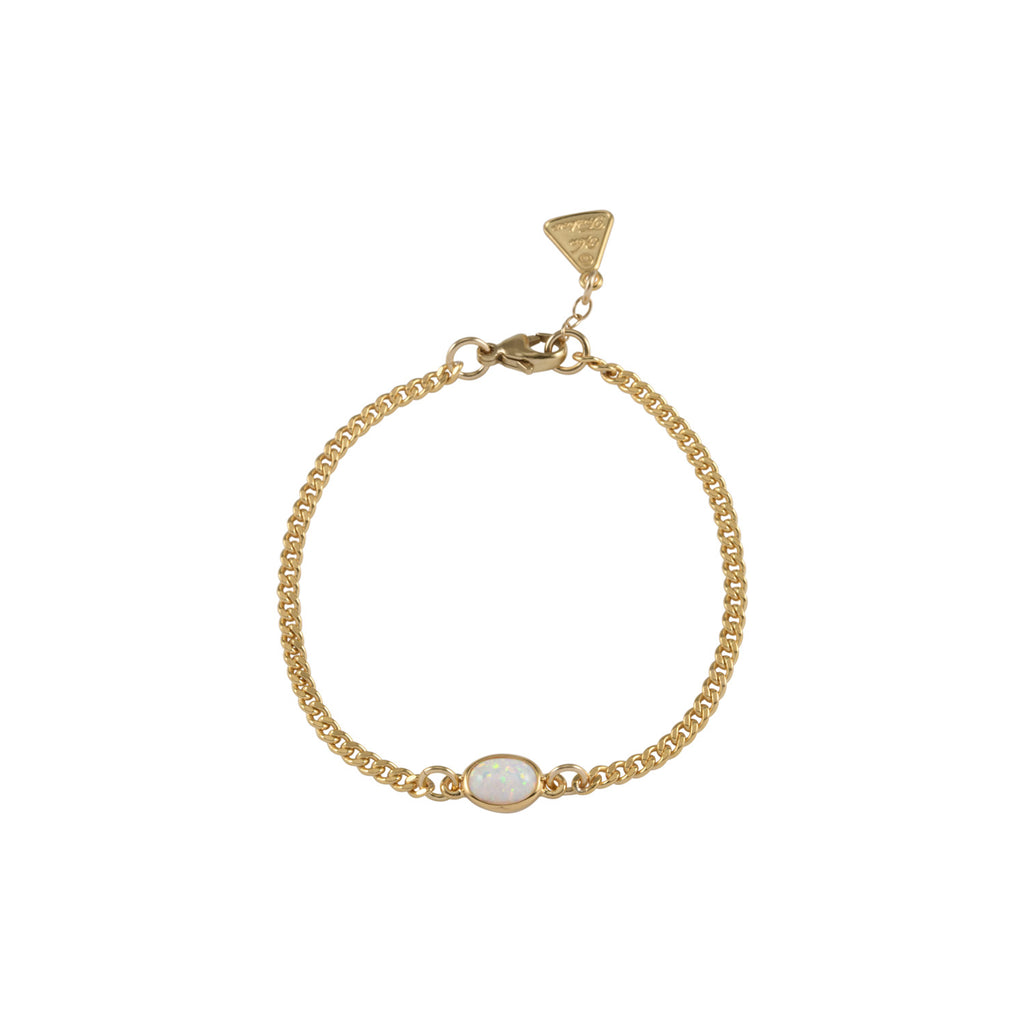 Von Treskow Gold Tone Oval Czelline Opal Curb Bracelet VTOB1