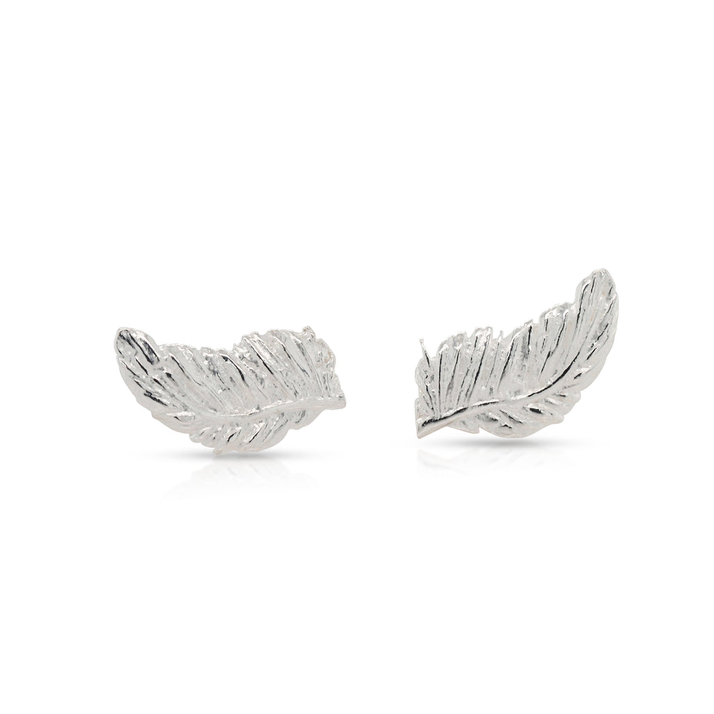 Sterling Silver Feather Stud Earrings