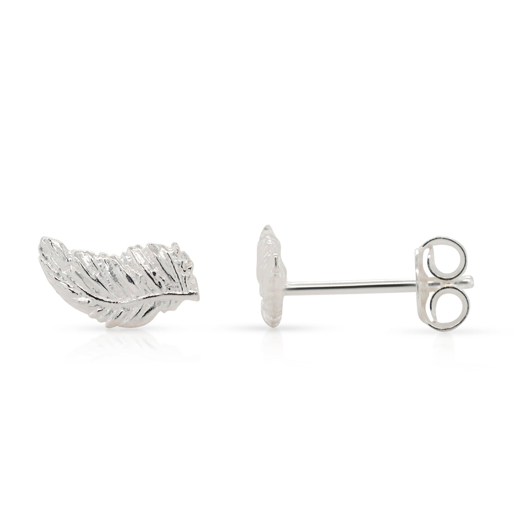 Sterling Silver Feather Stud Earrings