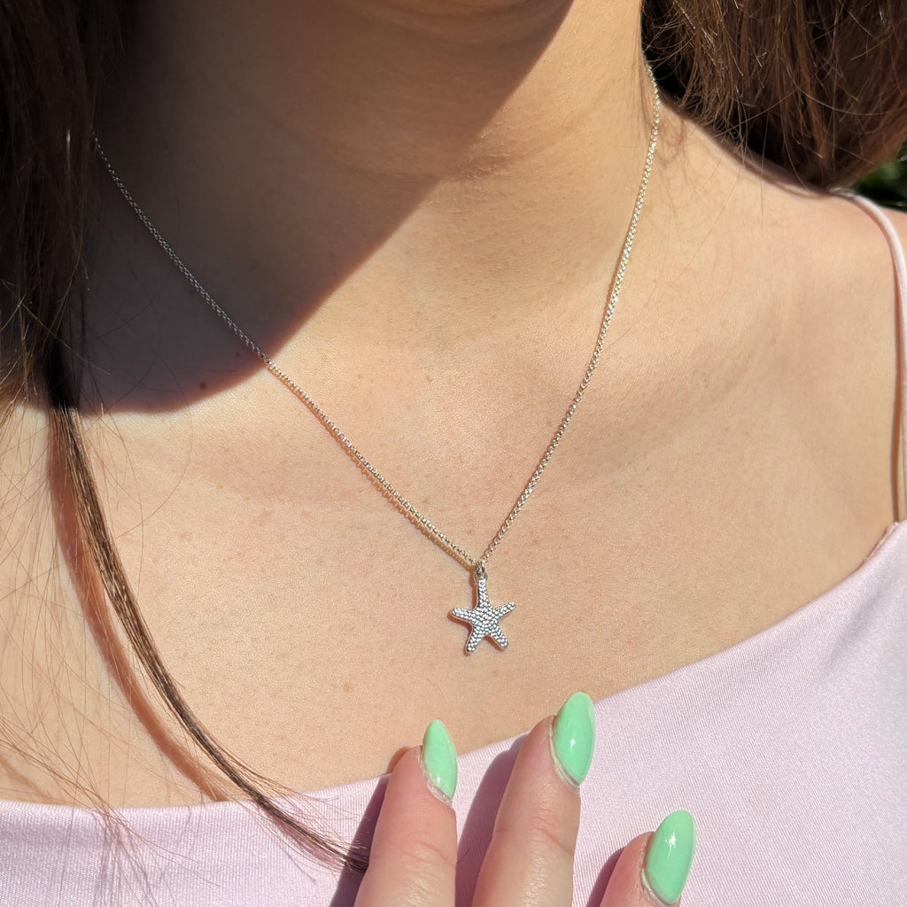 Sterling Silver Beaded Starfish Pendant