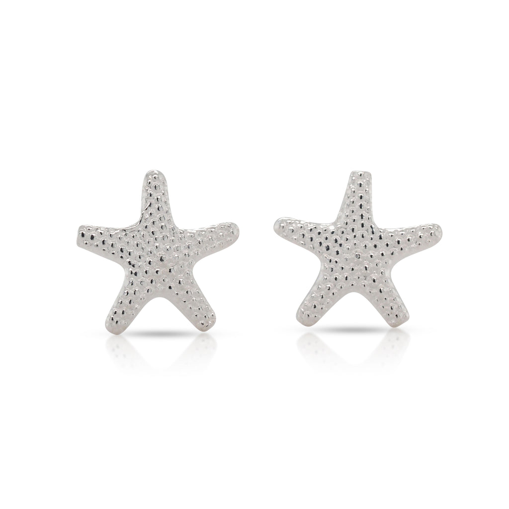 Sterling Silver Beaded Starfish Stud Earrings