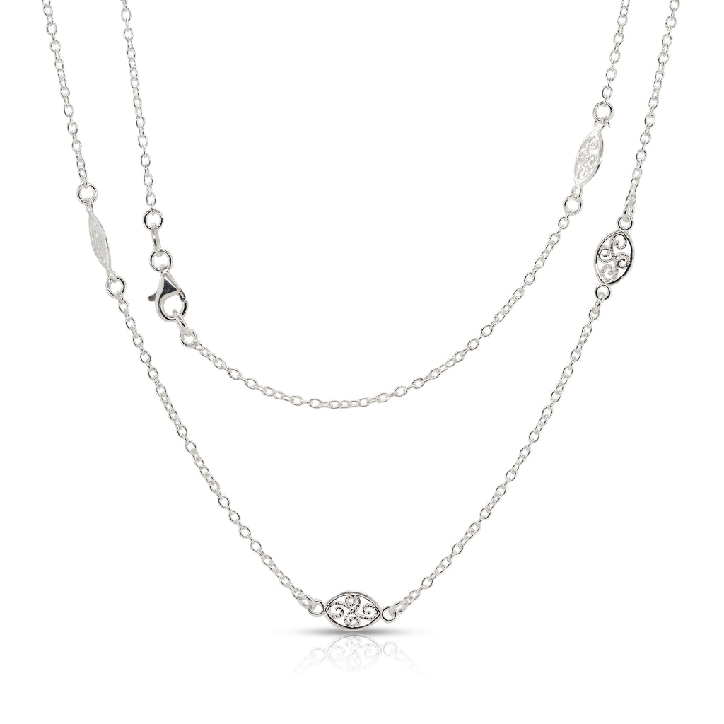 Sterling Silver Filigree Oval Link Cable Chain