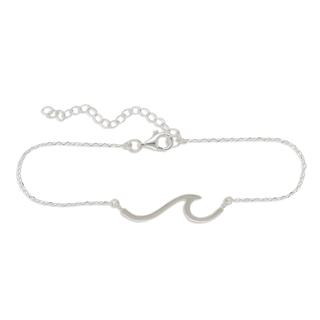 Sterling Silver Wave Symbol Cable Chain Bracelet