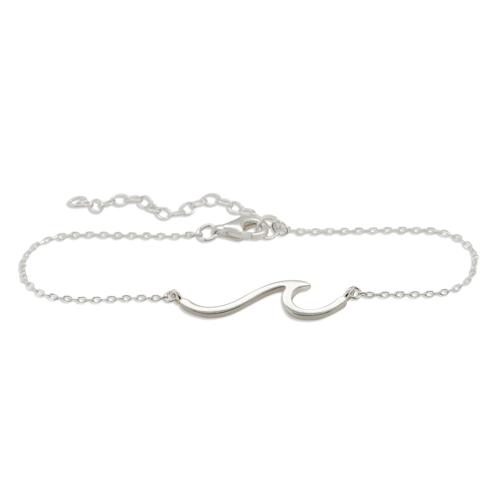 Sterling Silver Wave Symbol Cable Chain Bracelet