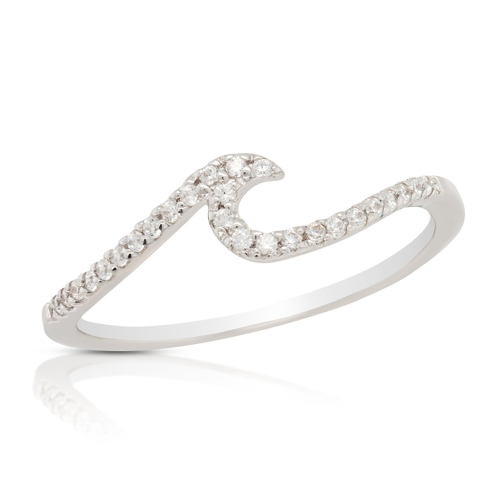 Sterling Silver Cubic Zirconia Pave Set Wave Ring