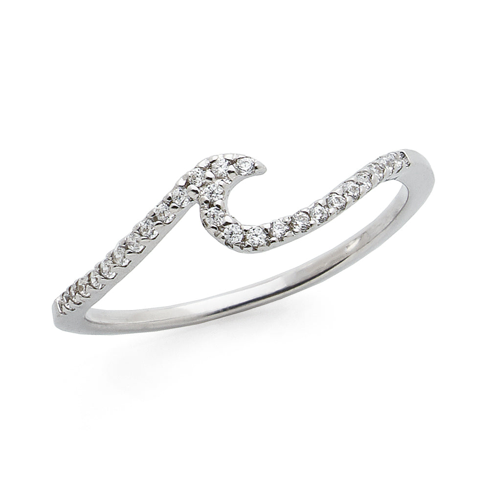 Sterling Silver Cubic Zirconia Pave Set Wave Ring