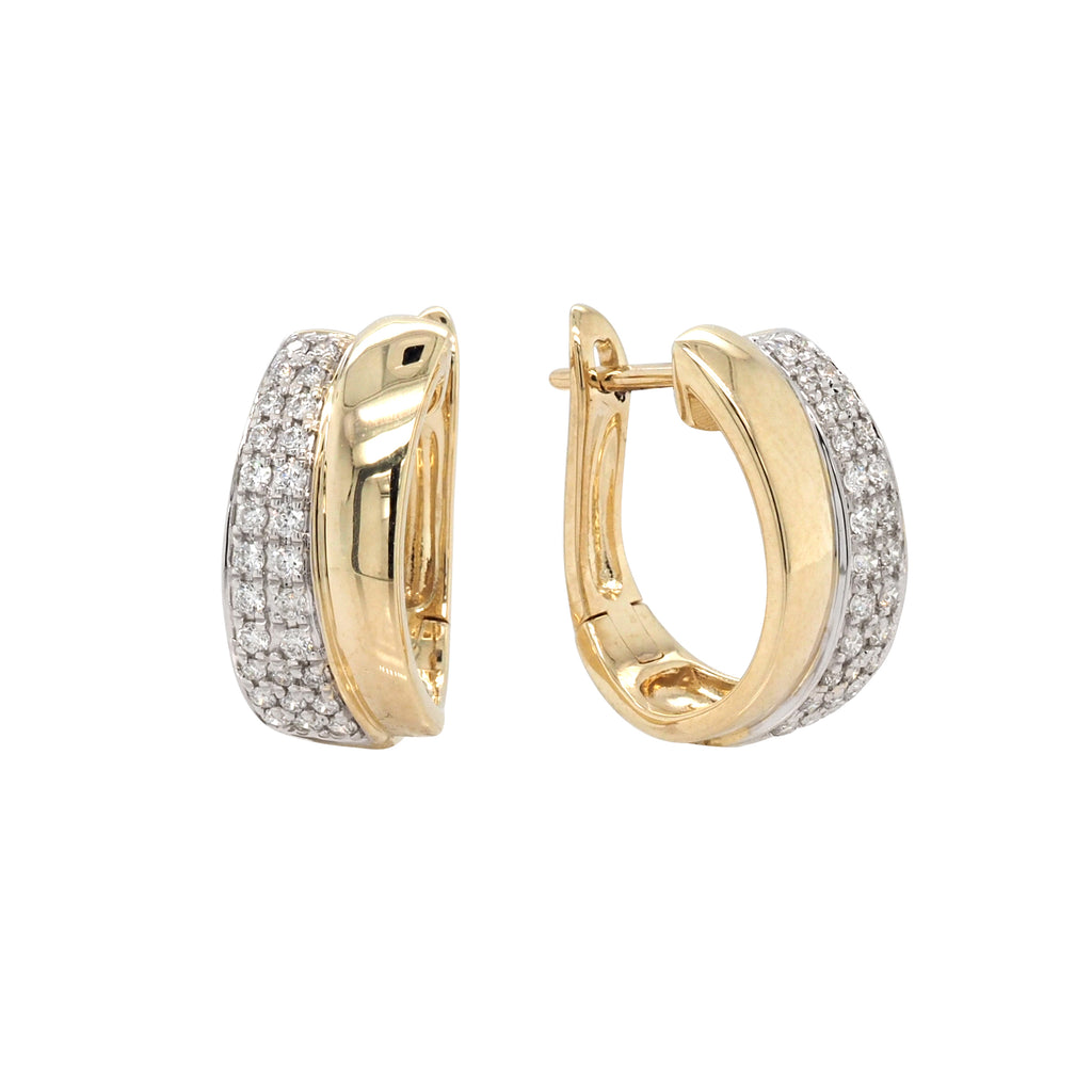 9ct Yellow Gold Pave Diamond 12mm Huggie Earrings TDW 0.25CT