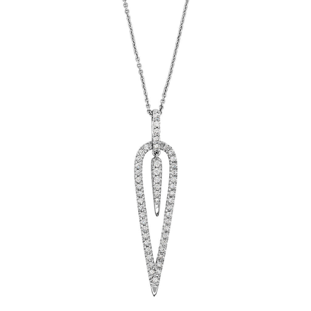 18ct White Gold Diamond Open Teardrop Shape Pendant TDW 0.25