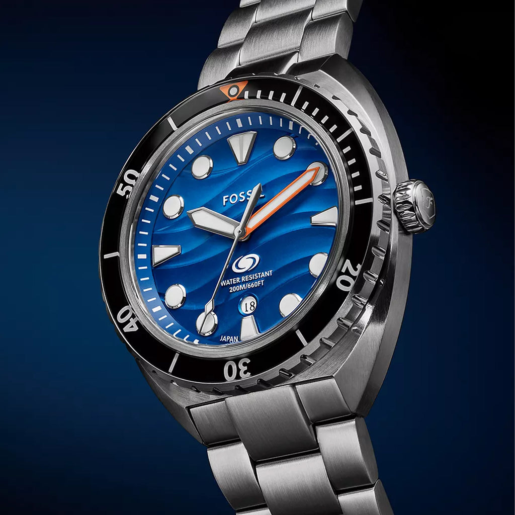 Fossil Breaker Stainless Steel & Blue Dial Watch FS6064