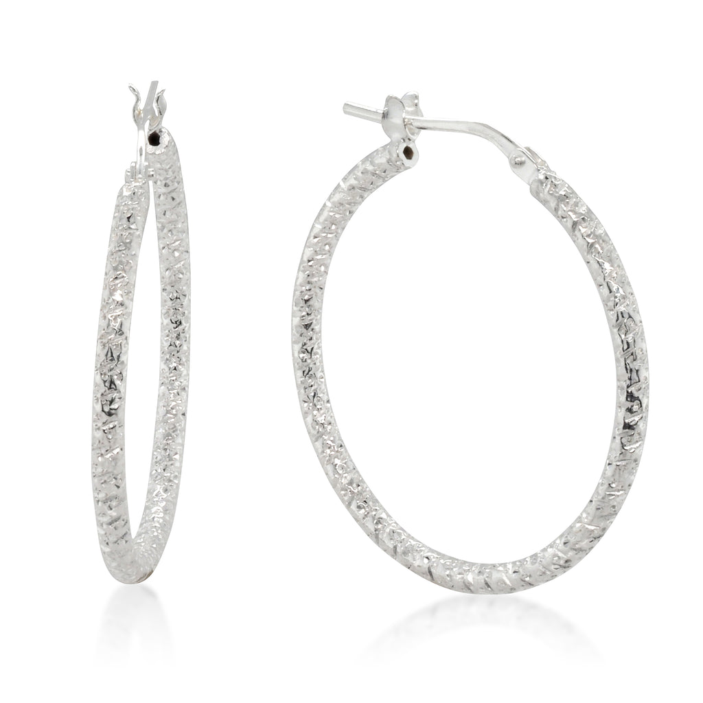 Sterling Silver Patterned 25mm Hoop Earring