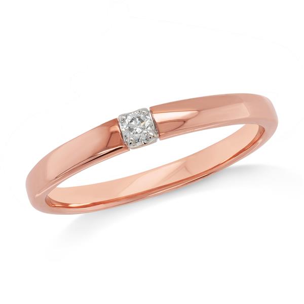 9ct Rose Gold Claw Set Diamond Solitaire 2mm Band