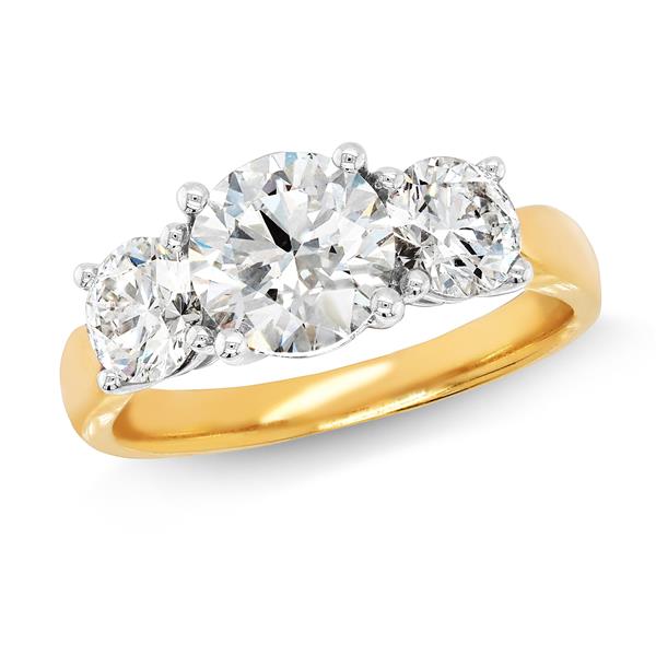 18ct Gold 1.51ct Lab Grown Diamond Trilogy Ring