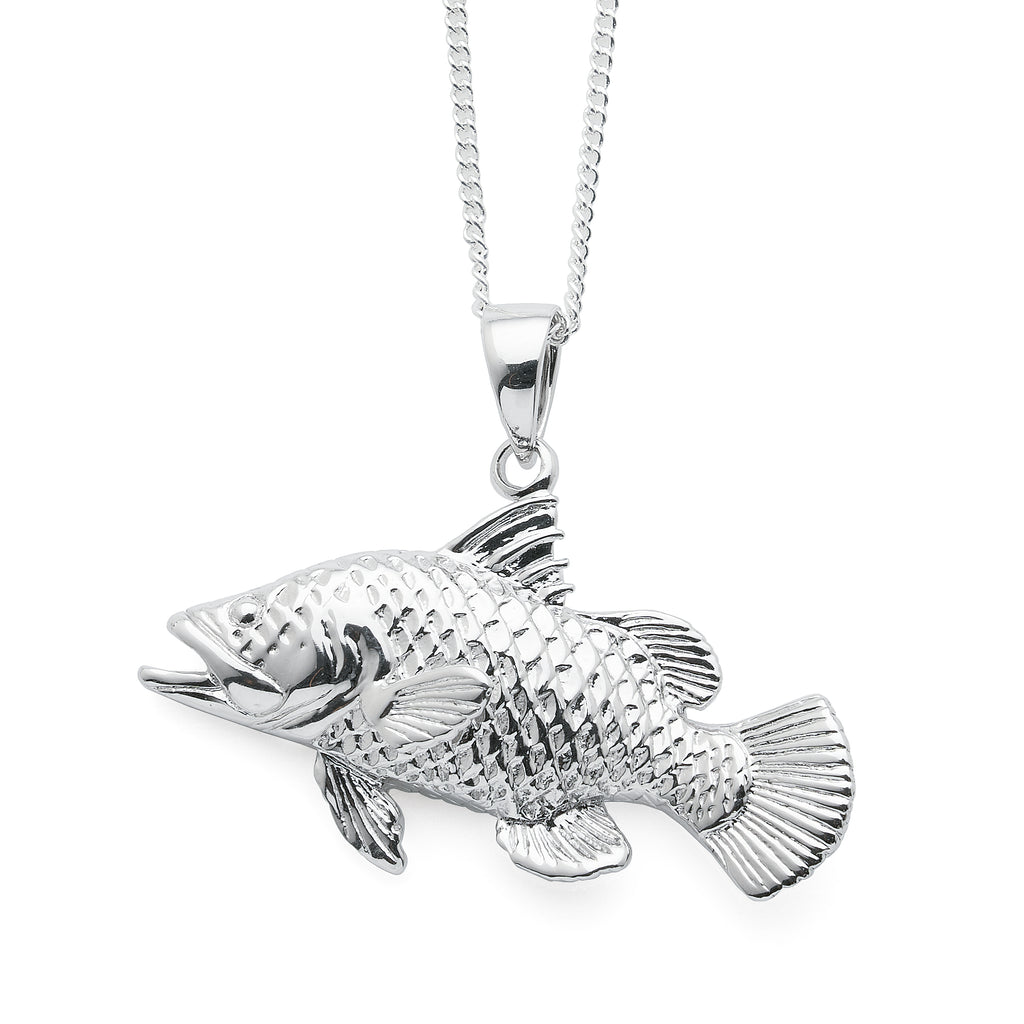 Sterling Silver Barramundi Fish 35mm Pendant