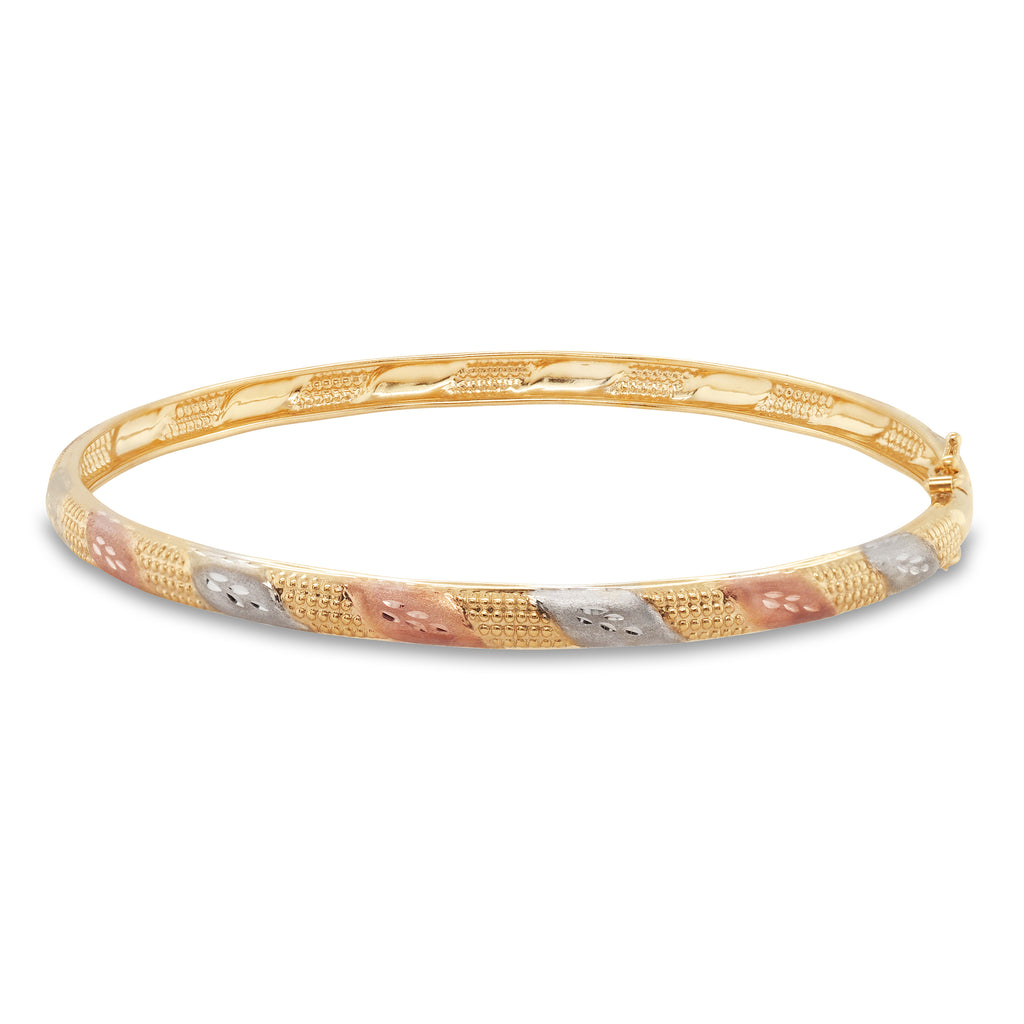 9ct 3-Tone Gold Bonded Flex Oval Bangle