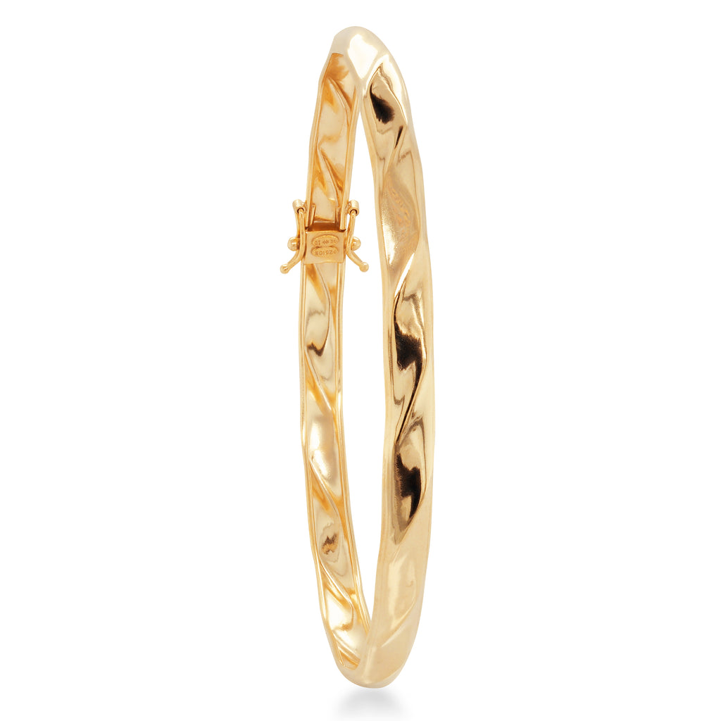 9ct Yellow Gold Bonded Twist Look Flex Oval Bangle