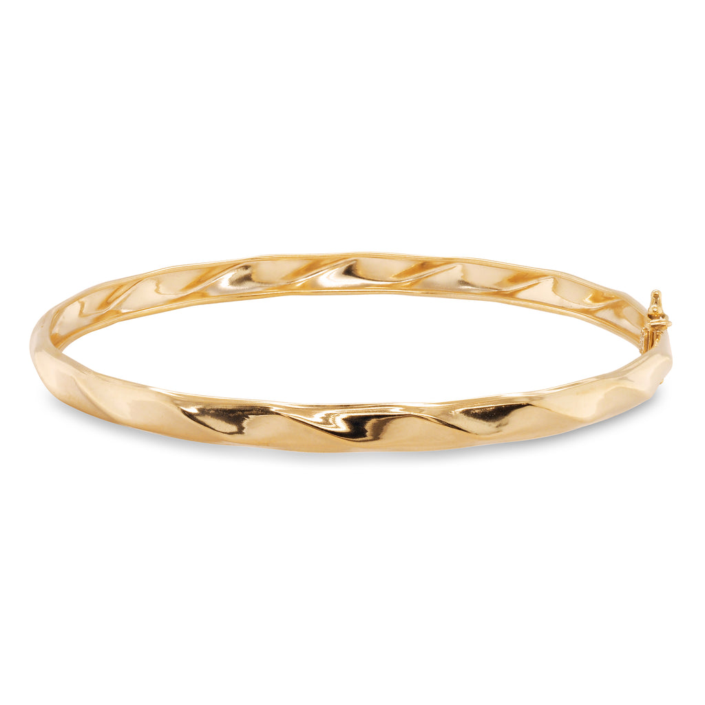 9ct Yellow Gold Bonded Twist Look Flex Oval Bangle