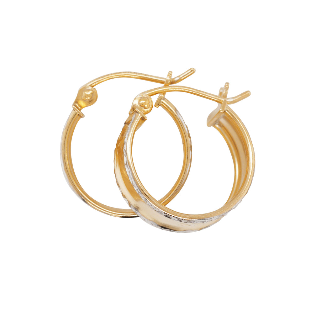 9ct 2-Tone Gold Bonded Concave 12mm Hoop Earrings