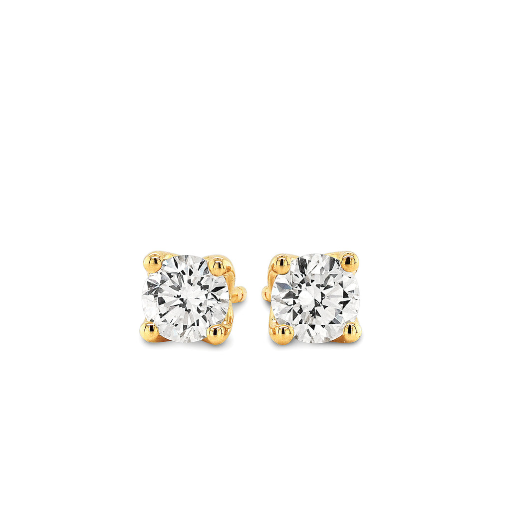 9ct Yellow Gold Lab Grown Diamond Solitaire Stud Earrings TD