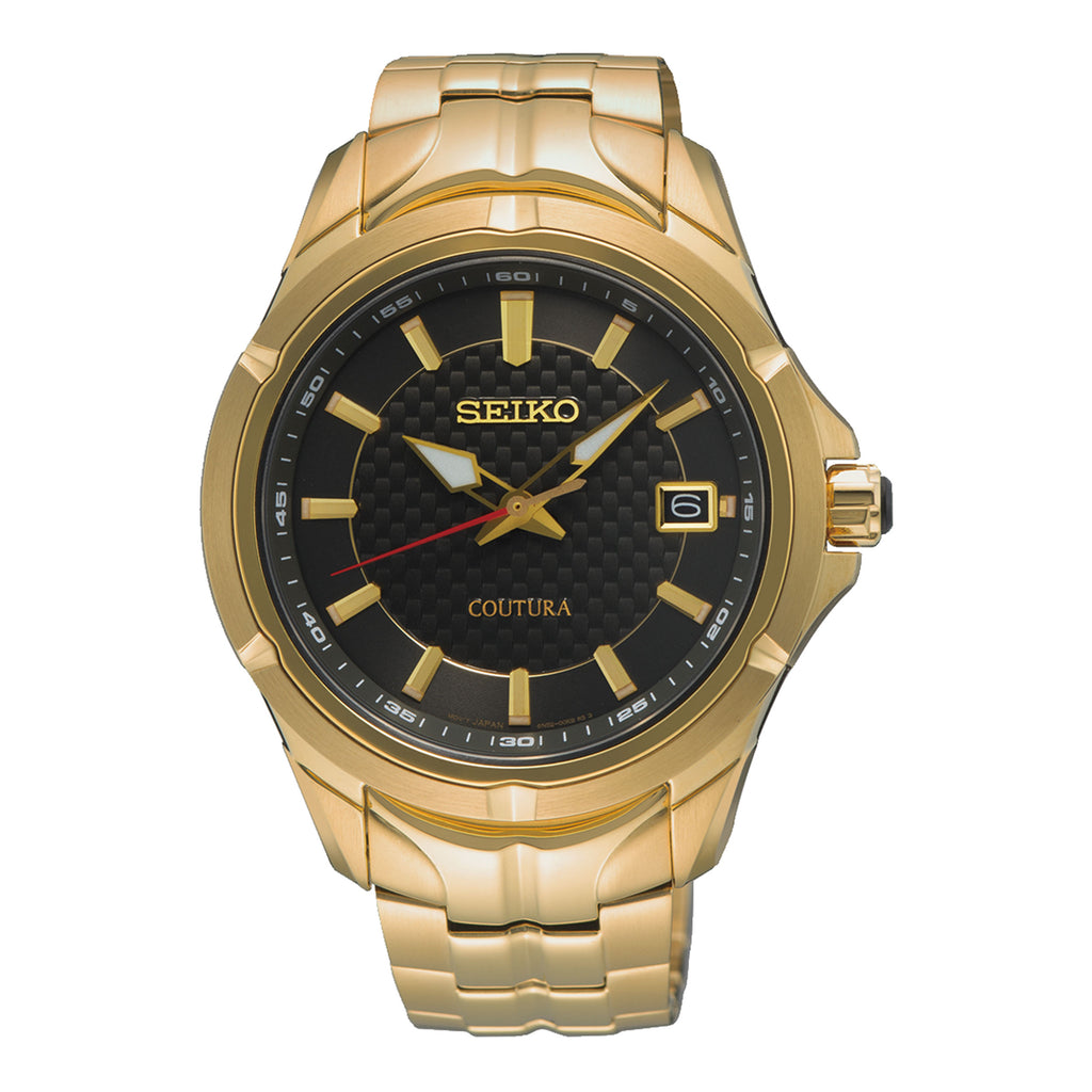 Seiko Coutura Gold-Tone Black Dial Watch SUR566P