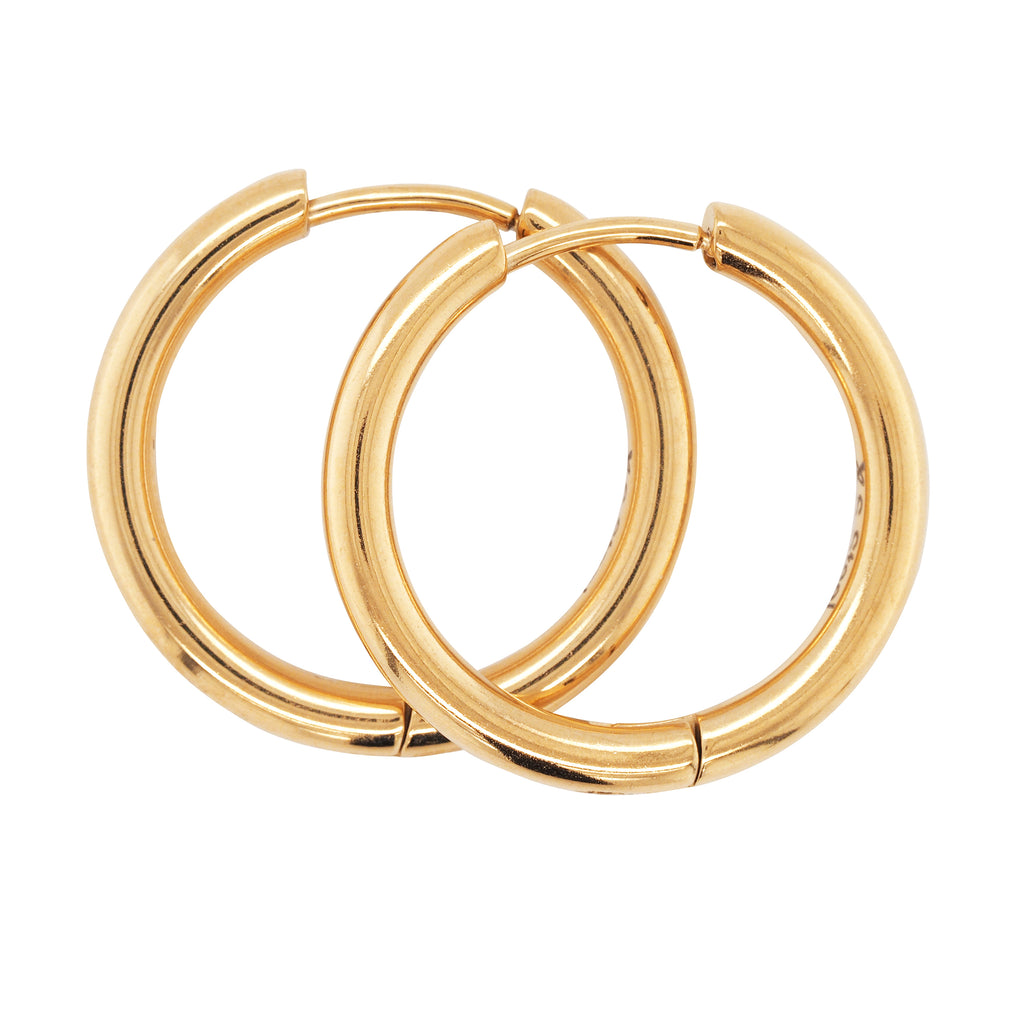 Stainless Steel Gold Tone 16mm Hoop Earrings