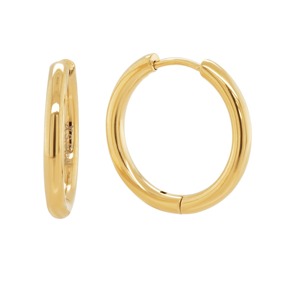 Stainless Steel Gold Tone 16mm Hoop Earrings