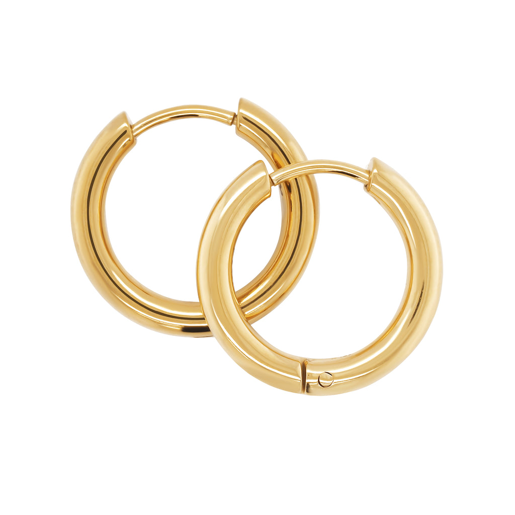 Stainless Steel Gold Tone 12mm Hoop Earrings