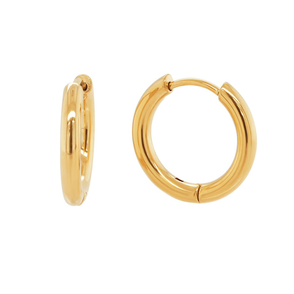 Stainless Steel Gold Tone 12mm Hoop Earrings