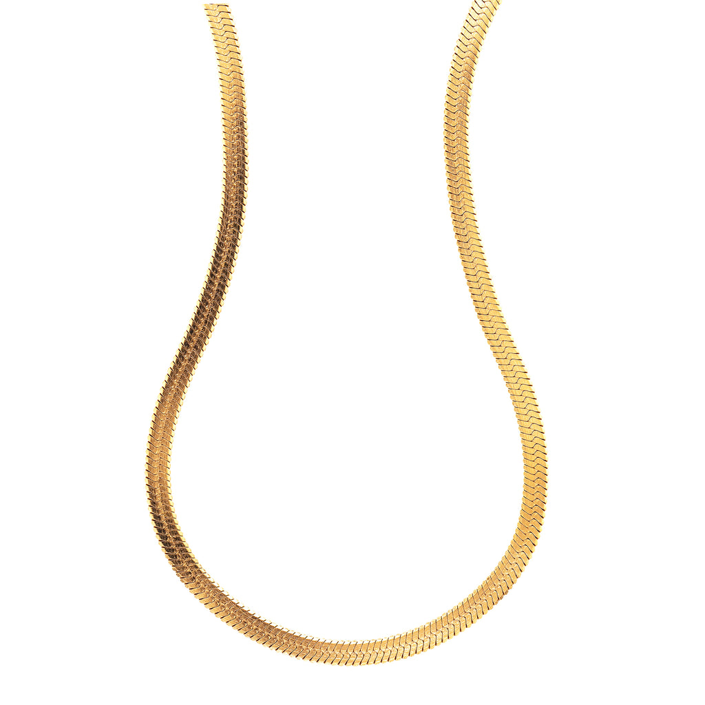 Gold Tone Stainless Steel Flat Herringbone Necklet