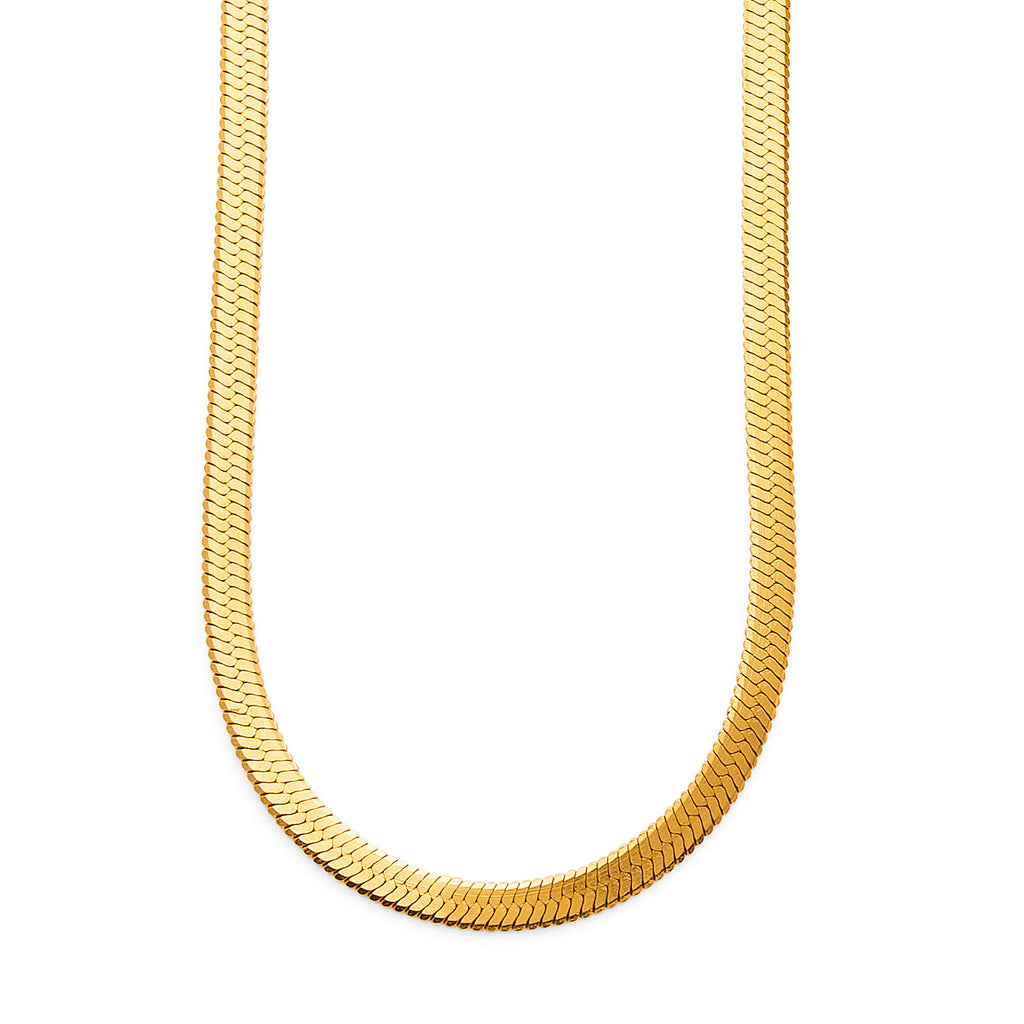 Gold Tone Stainless Steel Flat Herringbone Necklet