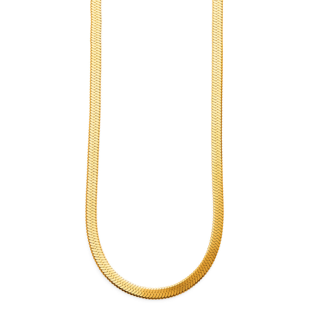 Gold Tone Stainless Steel Flat Herringbone Necklet