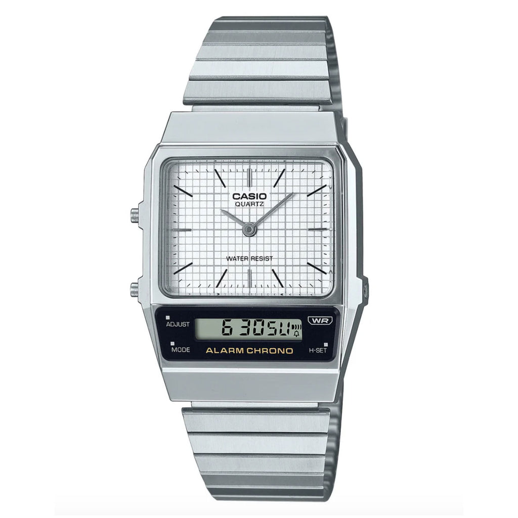 Casio Vintage Duo Digital Analogue Silver-Tone Watch AQ800E-