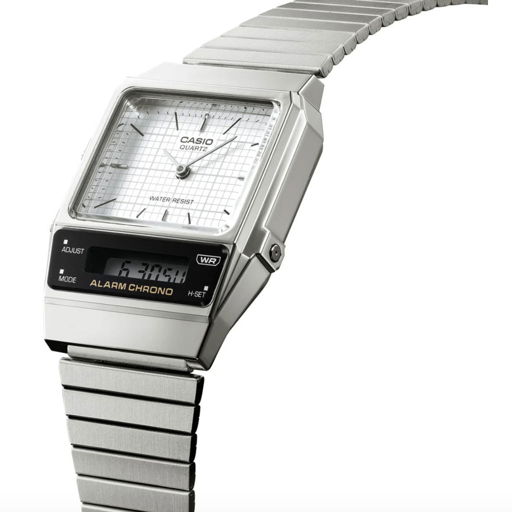 Casio Vintage Duo Digital Analogue Silver-Tone Watch AQ800E-