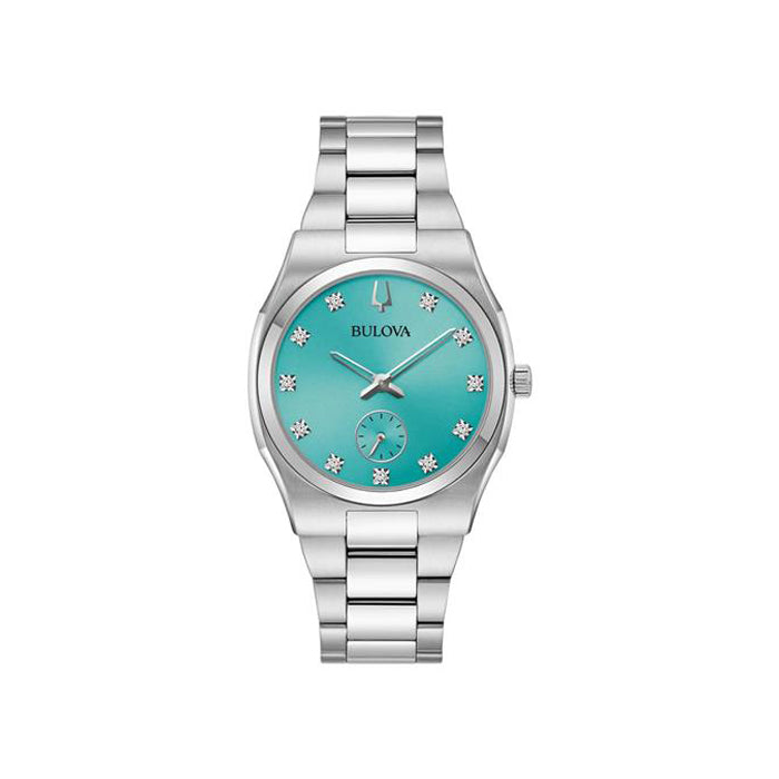 Bulova Classic Surveyor Stainless Steel Aqua Dial Watch 96P2