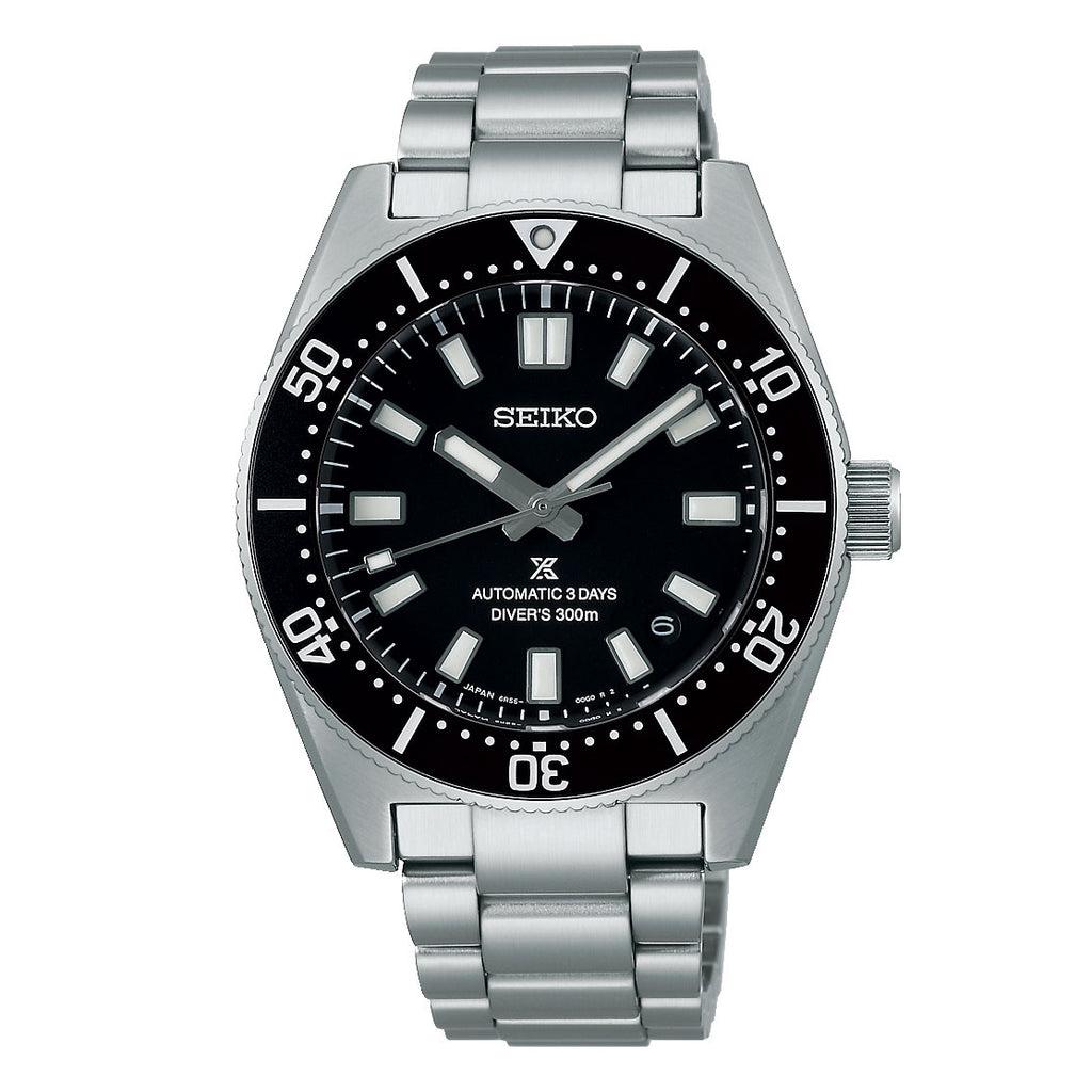 Seiko Prospex Stainless Steel Black Dial Automatic Diver Wat