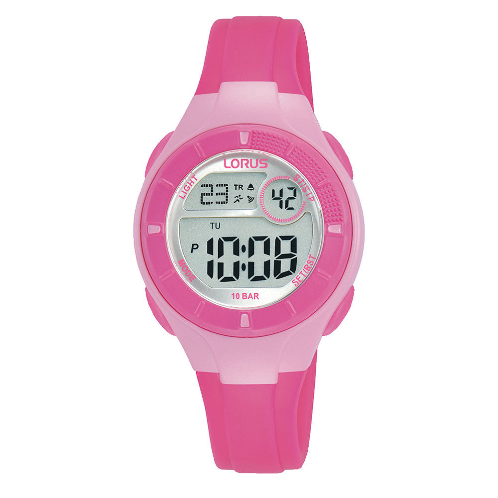 Lorus Multi-Timer Digital Pink Silicone Watch R2345PX-9