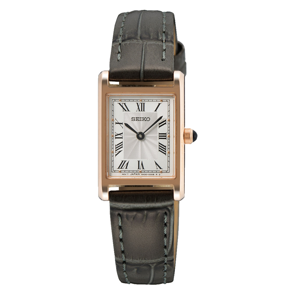 Seiko Rose-Tone Brown Leather Slim Analogue Watch SWR096P