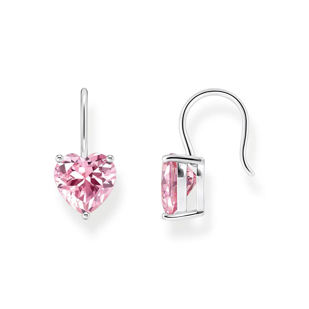 Thomas Sabo Sterling Silver Pink Cubic Zirconia Heart Hooks