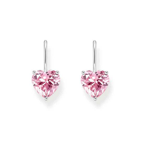 Thomas Sabo Sterling Silver Pink Cubic Zirconia Heart Hooks