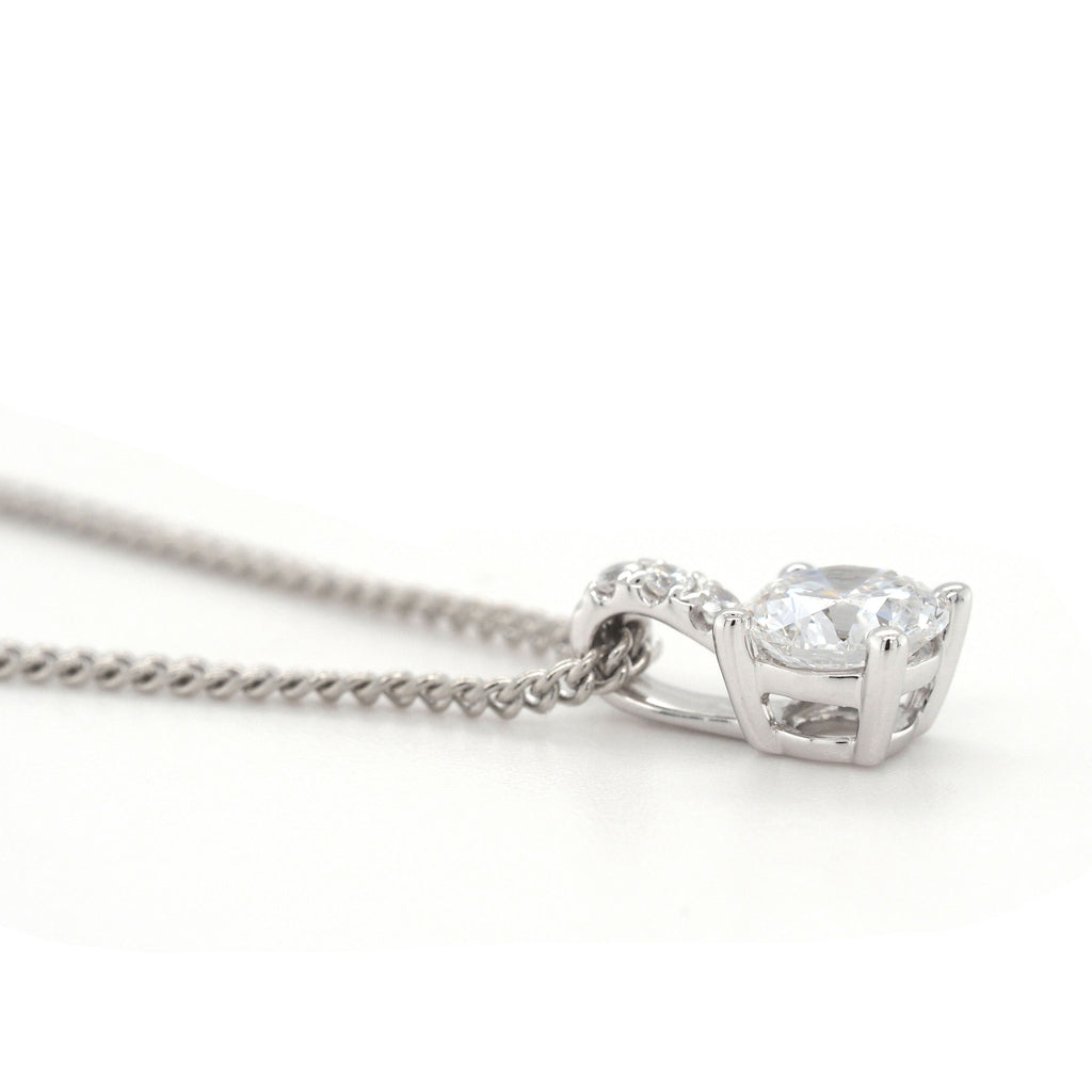 9ct White Gold Lab Grown Pendant With Diamond Set Bail TDW 0