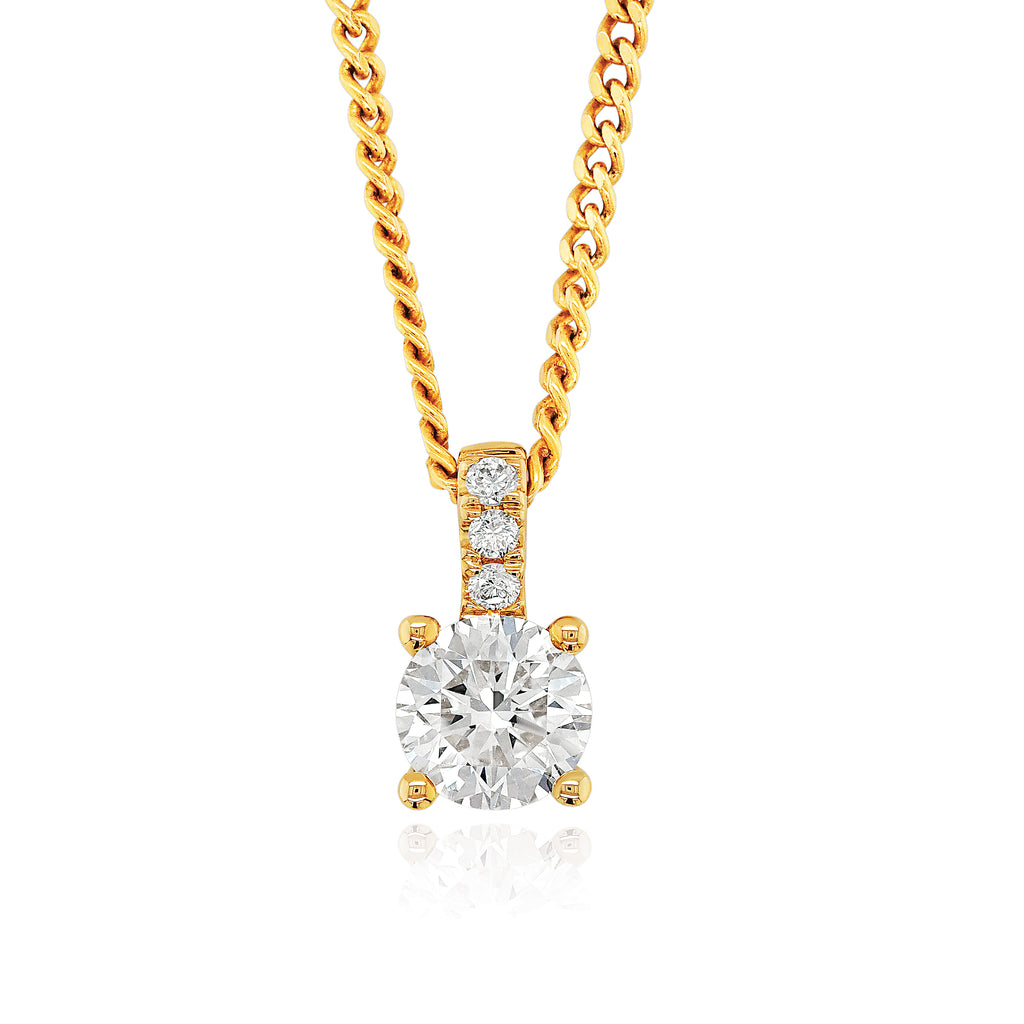 9ct Yellow Gold Lab Grown Pendant With Diamond Set Bail TDW