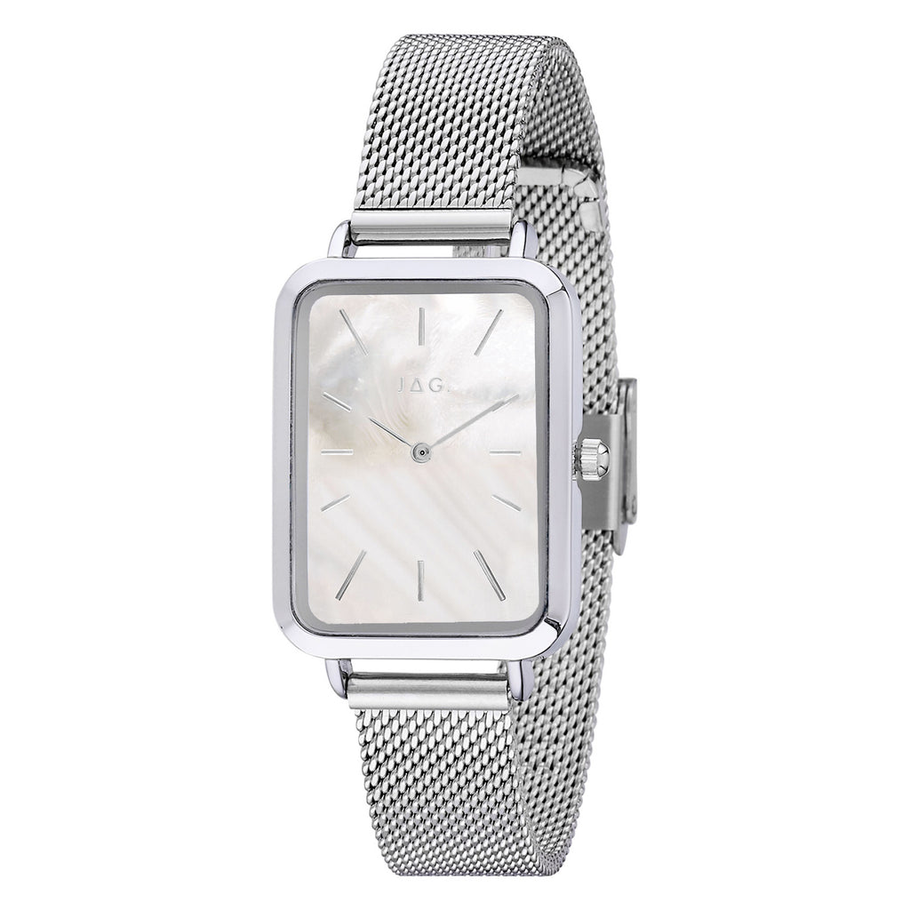 Jag Orana Silver-Tone Mesh Band MOP Dial Watch J2806A