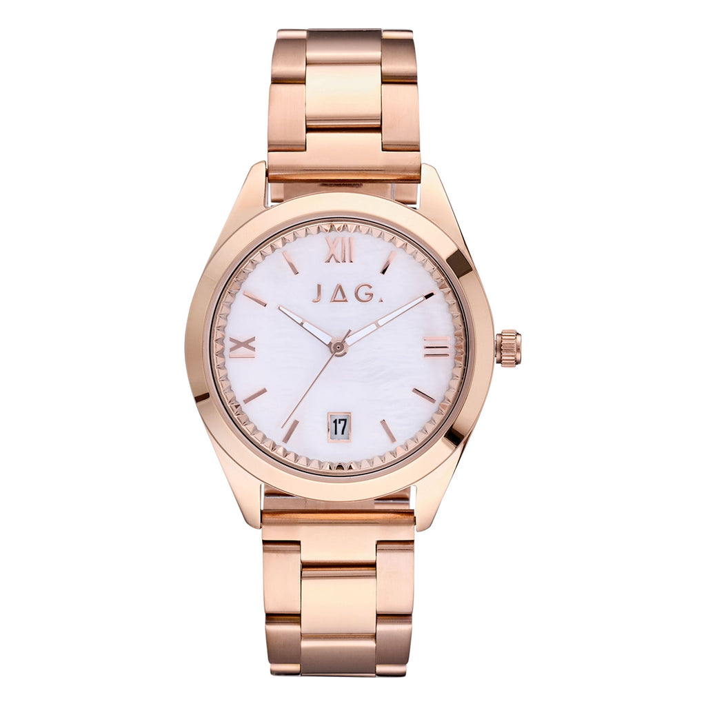 Jag Finley Rose-Tone Analogue Mother Of Pearl Dial Watch J27