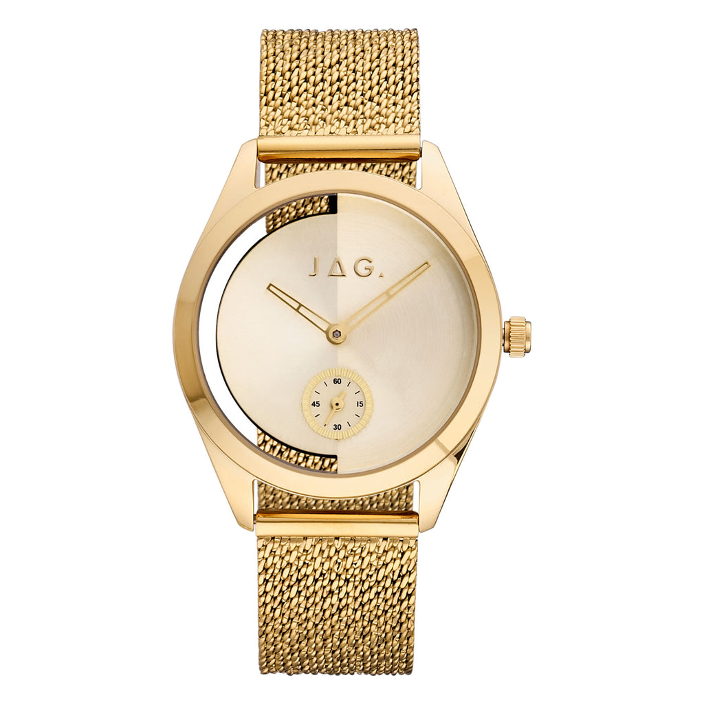 Jag Harrow Gold-Tone Stainless Steel Asymmetrical Dial Watch