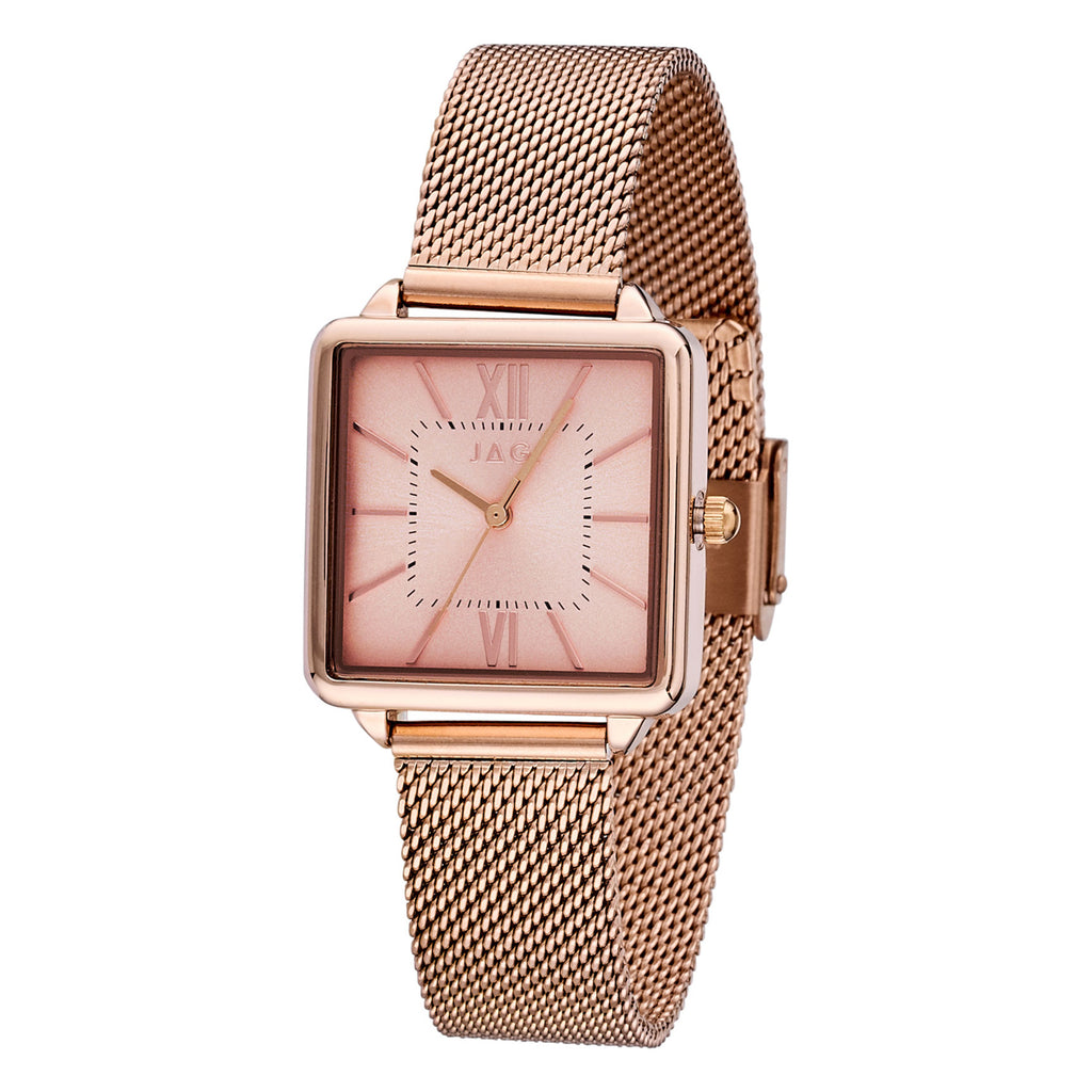 Jag Malvern Mesh Rose-Tone Mesh Band Watch J2805A