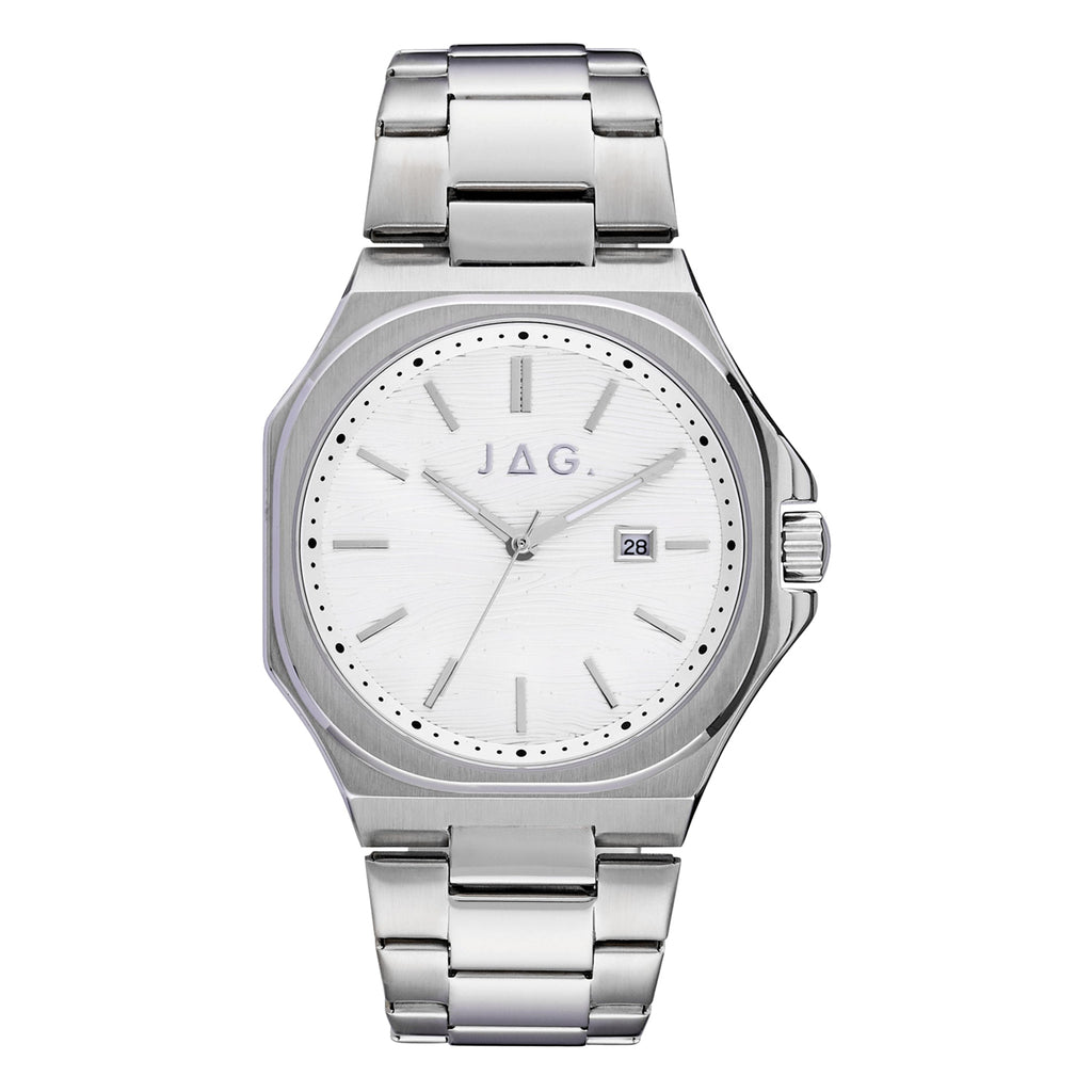 Jag Archer Stainless Steel Textured White Dial Watch J2823A