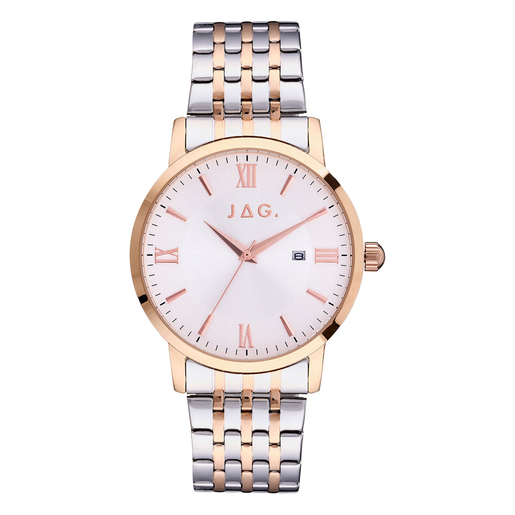 Jag Banks Silver & Rose-Tone Stainless Steel Bracelet Watch