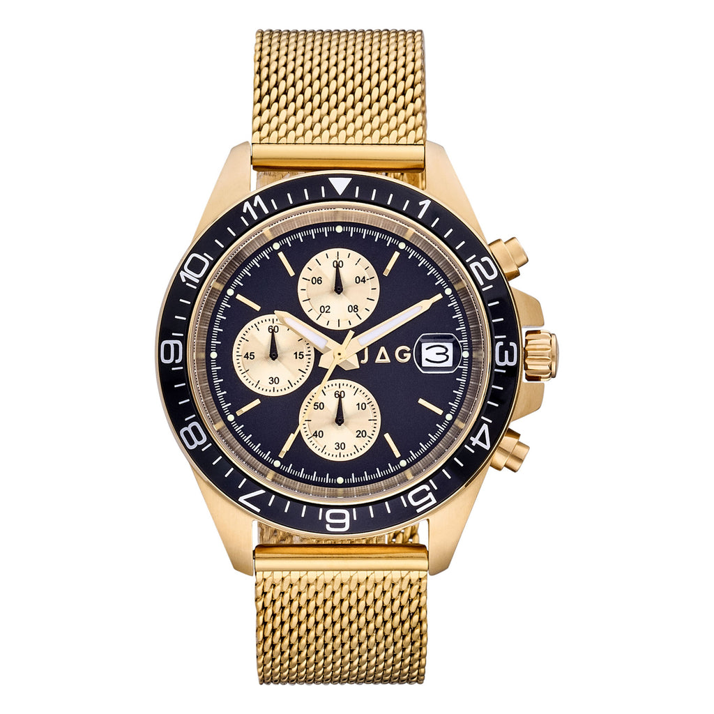 Jag Curl Curl Gold-Tone Black Dial Chronograph Watch J2840A