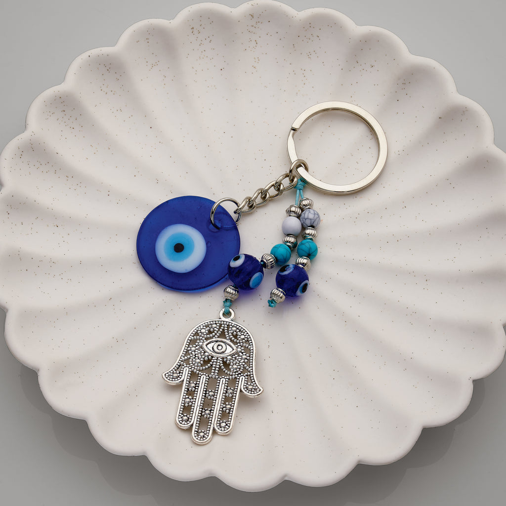 Blue Evil Eye & Hand Of Fatima Keyring