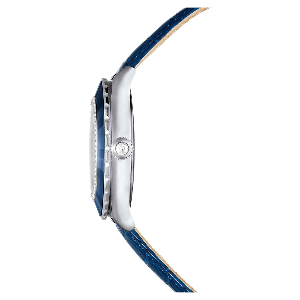 Swarovski 'Octea Moon' Blue Leather Watch 5677494