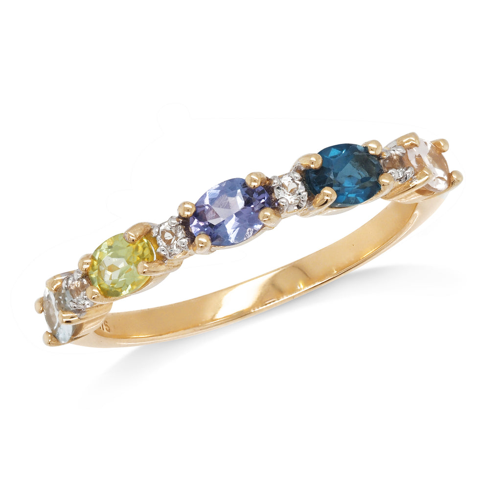 9ct Gold Alternating Mixed Gemstone Ring